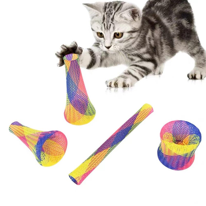 Tnfeeon Cat Spring Tube Toy, 10Pcs Freely Folding Spring Shape Multi Bouncing Toy Fun Pet Action Interactive Toys - Image 3